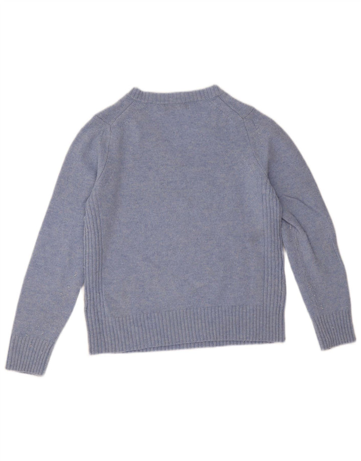 Marks & Spencer Dame V-hals sweater UK 12 Medium Blue Lambswool