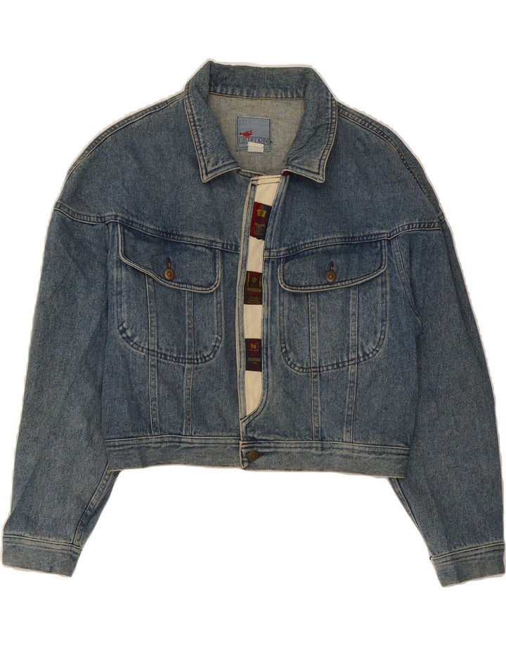 GB.PEDRINI Womens Crop Denim Jacket UK 16 Large Blue Cotton Vintage GB.PEDRINI and Second-Hand GB.PEDRINI from Messina Hembry 