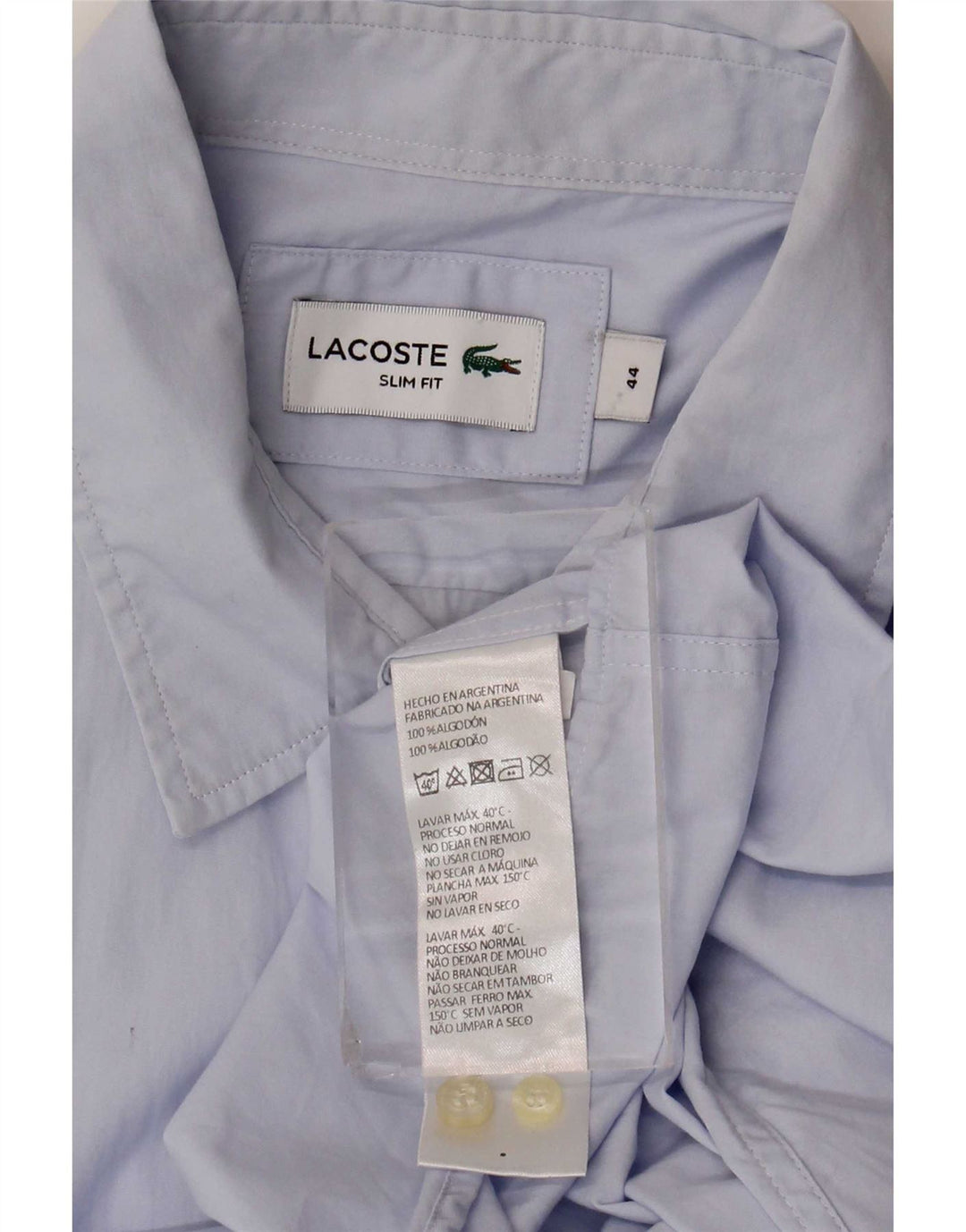 Lacoste Herre Slim Fit Skjorte Størrelse 44 XL Blå Bomuld