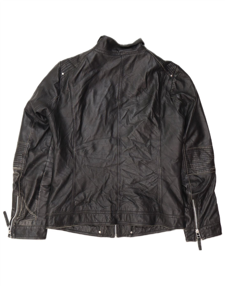 Isaco & Kawa Dame Biker Læderjakke IT 44 Medium Sort Læder