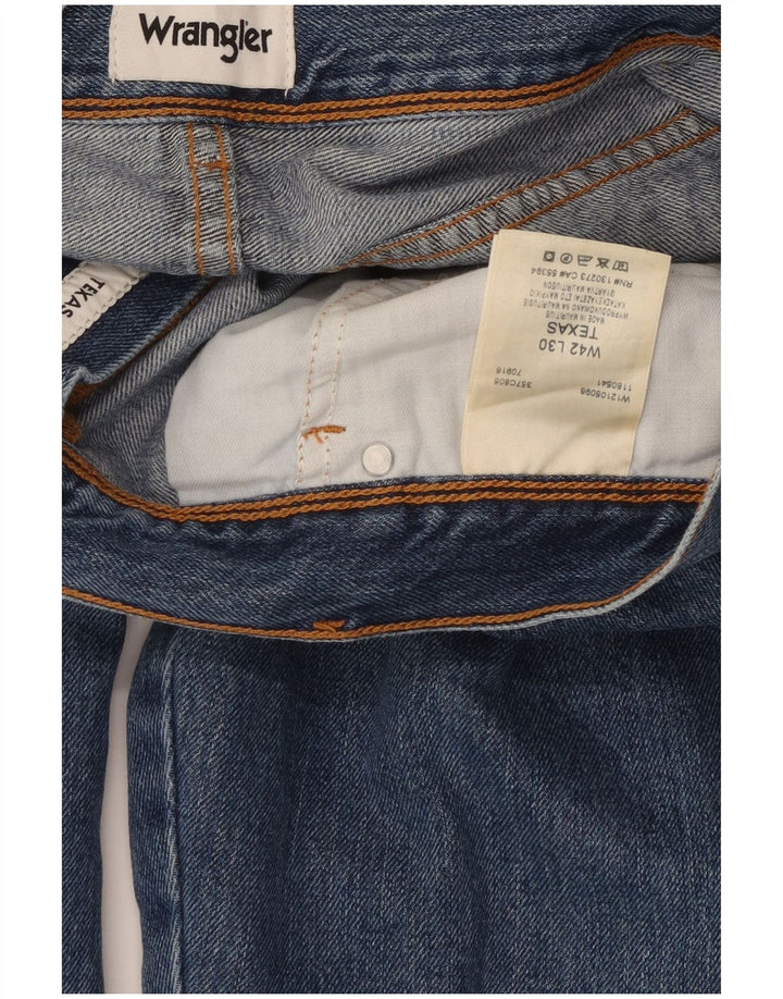 Wrangler Herre Texas Straight Jeans W42 L28 Blå Bomuld
