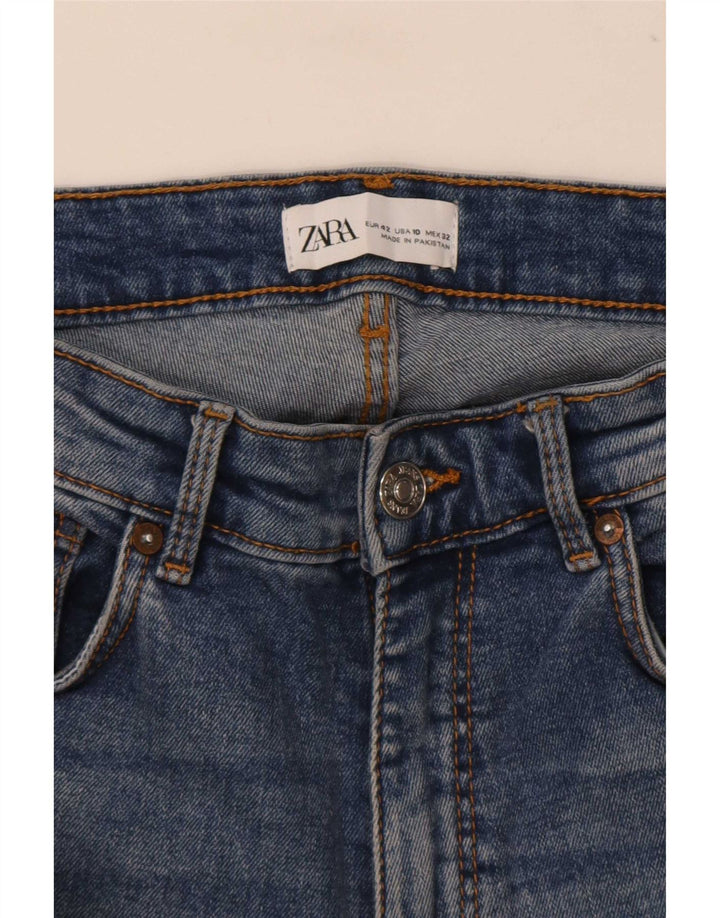 Zara Dame Flared Jeans EU 42 Large W30 L27 Blå Bomuld