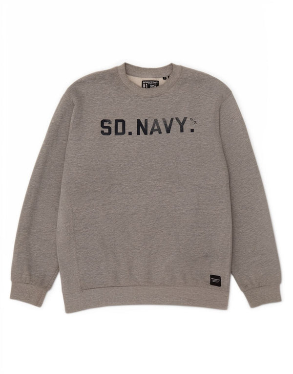 Superdry Womens Grafisk Oversized Sweatshirt Jumper UK 14 Stor Grå Bomuld