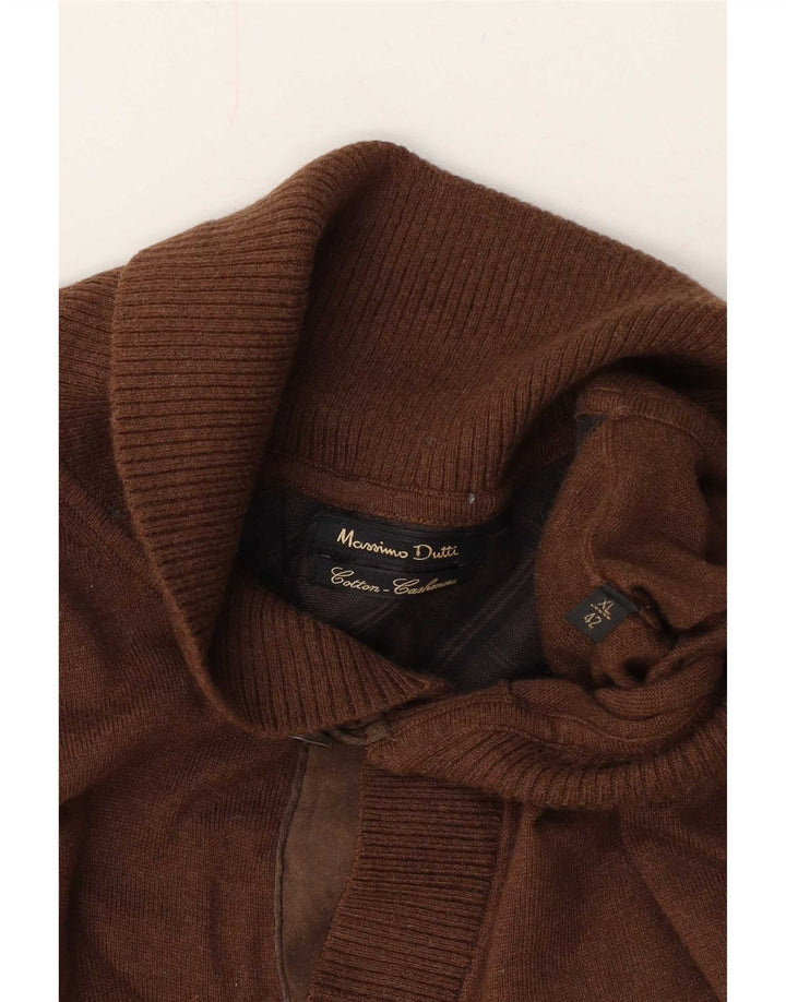 Massimo Dutti Herre Shawl Neck Jumper Sweater XL Brun Bomuld