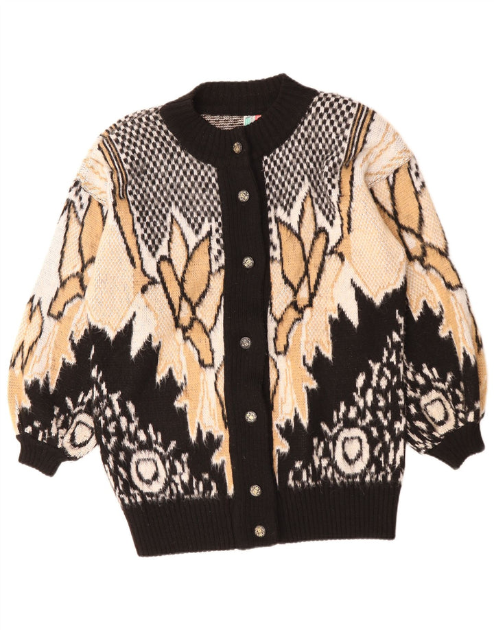 Vintage dame cardigan sweater UK 20 2XL flerfarvet blomster