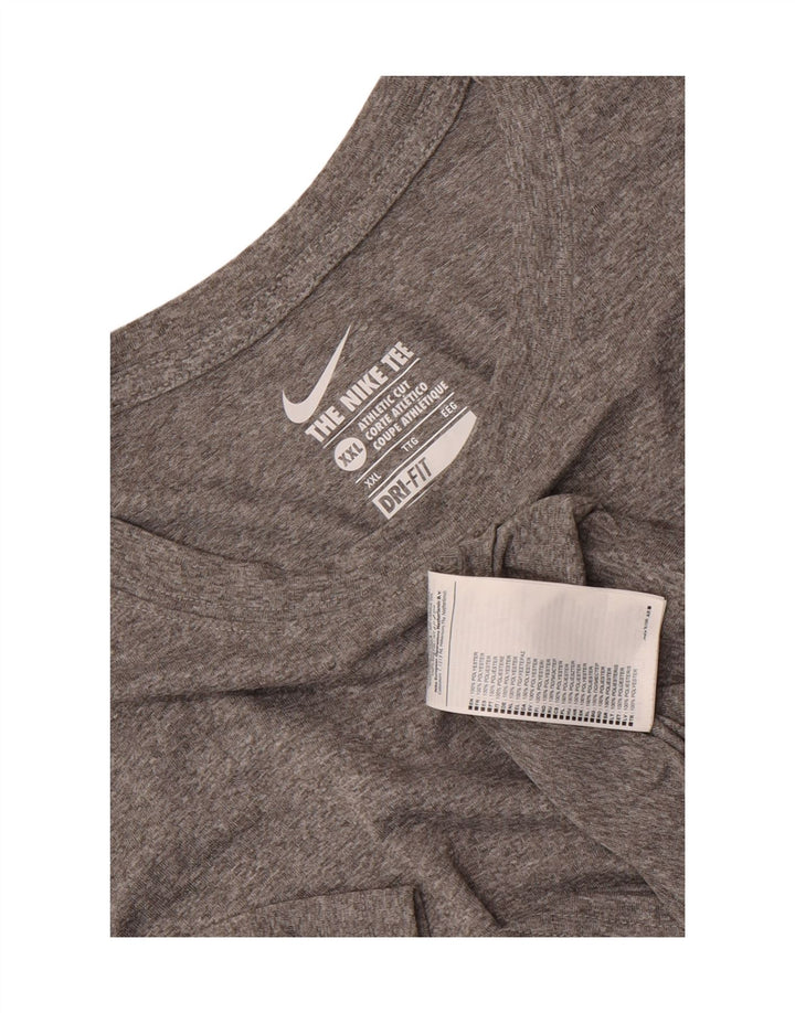Nike Herre Dri Fit Grafisk T-Shirt Top 2XL Grå Polyester