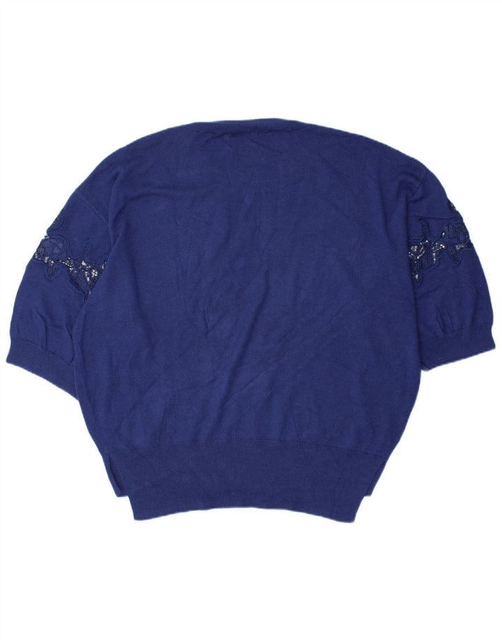 MASSIMO DUTTI Dame Oversized Crew Neck sweater UK 14 Medium Blue