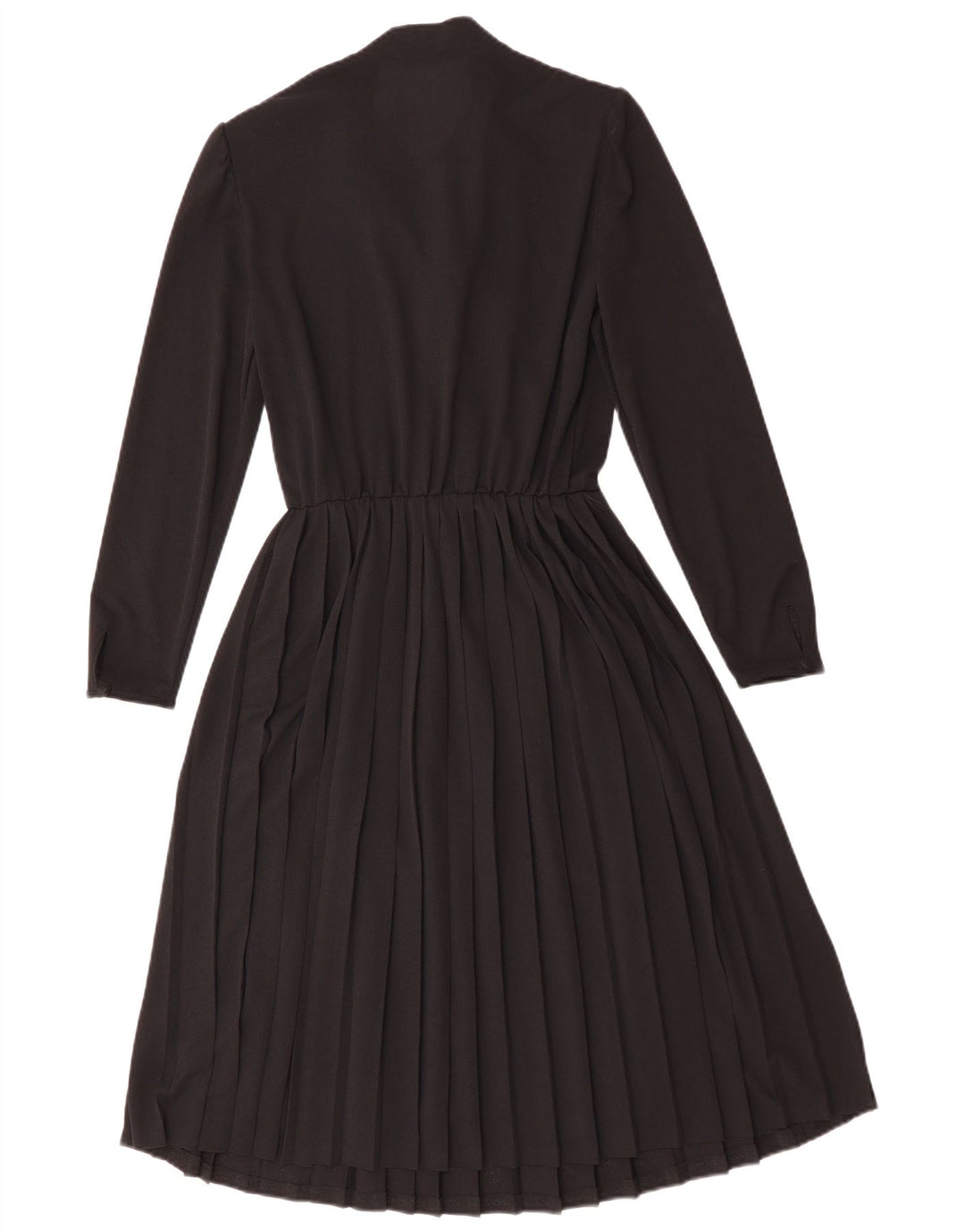 Vintage Dame Langærmet A-Line Kjole UK 12 Medium Sort