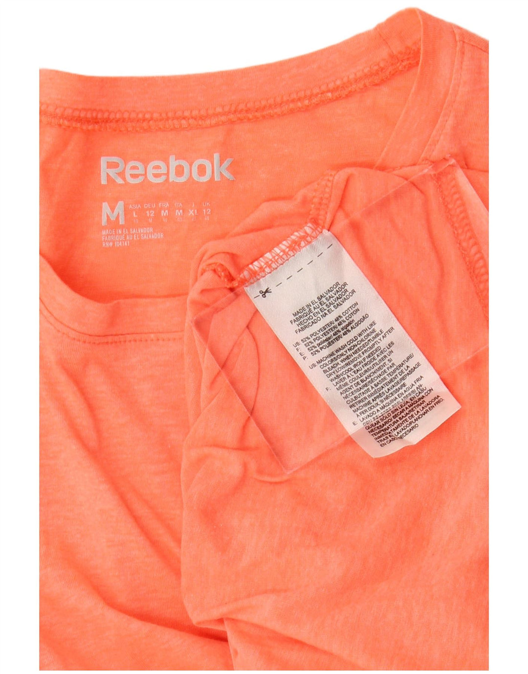 REEBOK Dame T-Shirt Top UK 12 Medium Orange Flecked Polyester