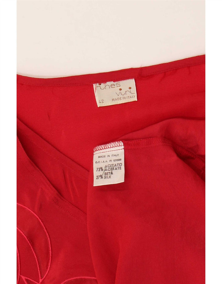 Vintage Dame Loose Fit Bluse Top IT 42 Medium Red Acetate