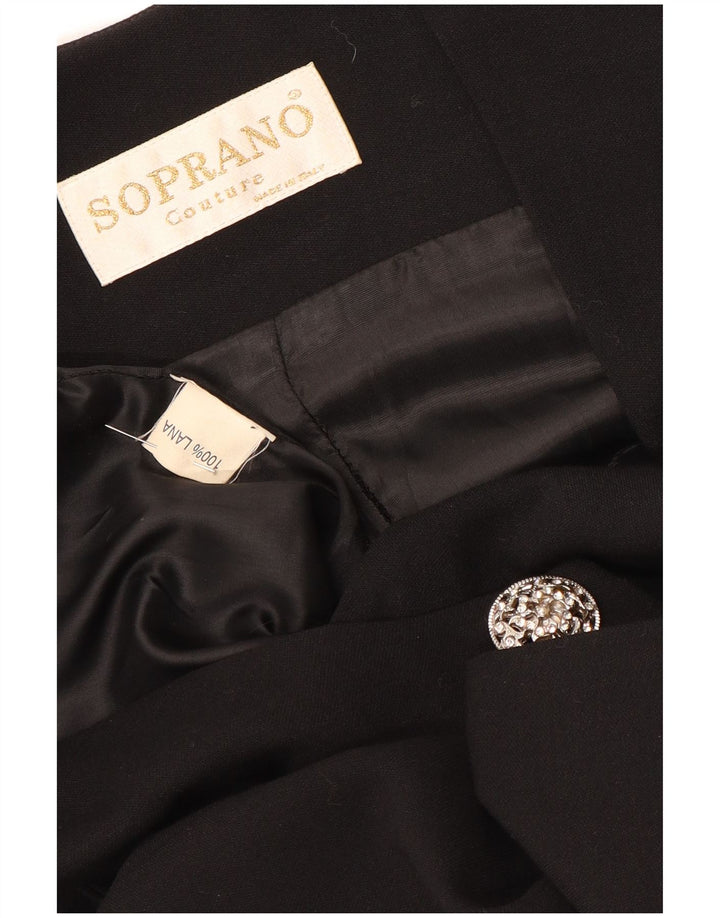 Sopran Dame Langærmet Skjortekjole UK 14 Medium Sort Uld