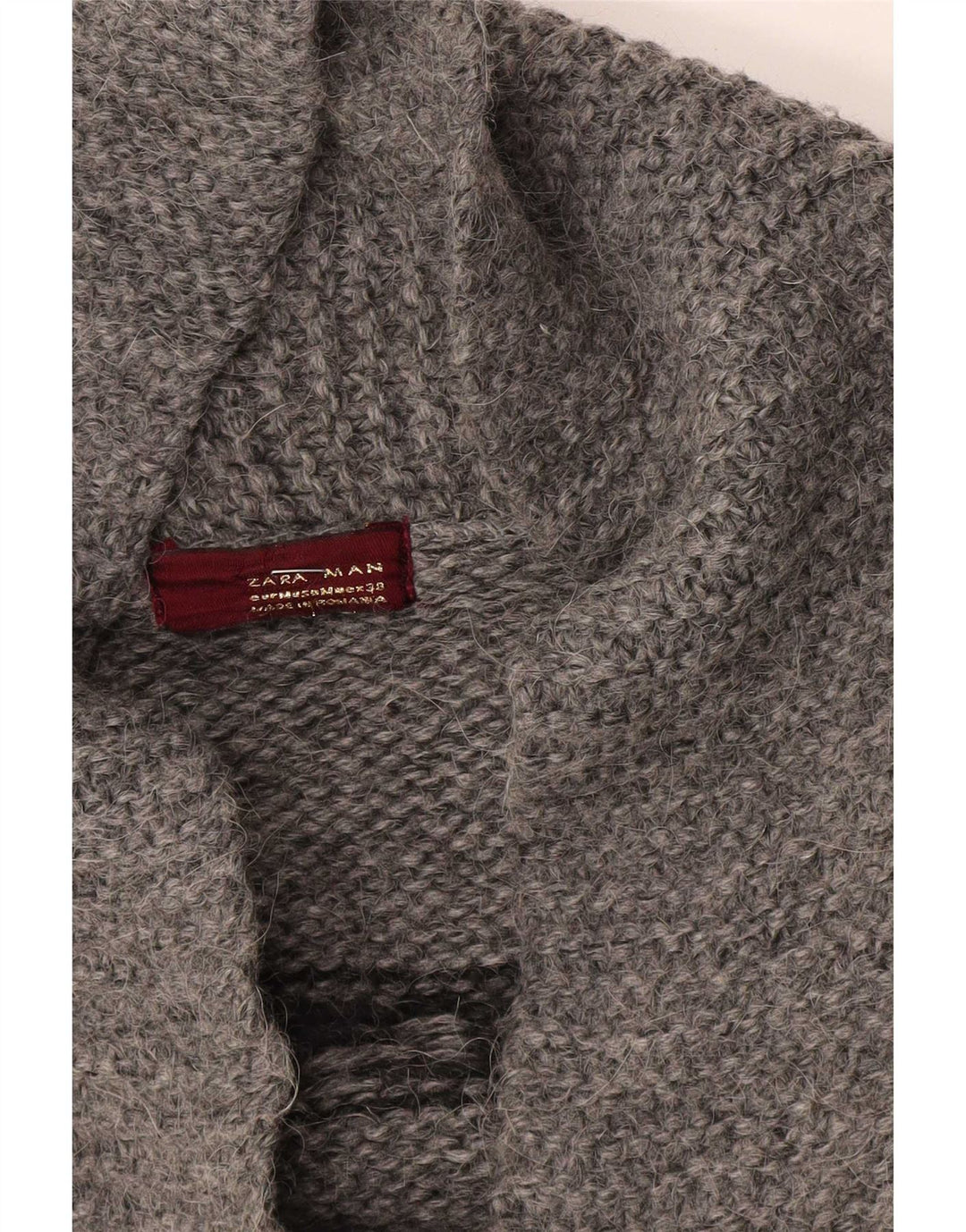 Zara Herre Cardigan Sweater Medium Grå Geometrisk