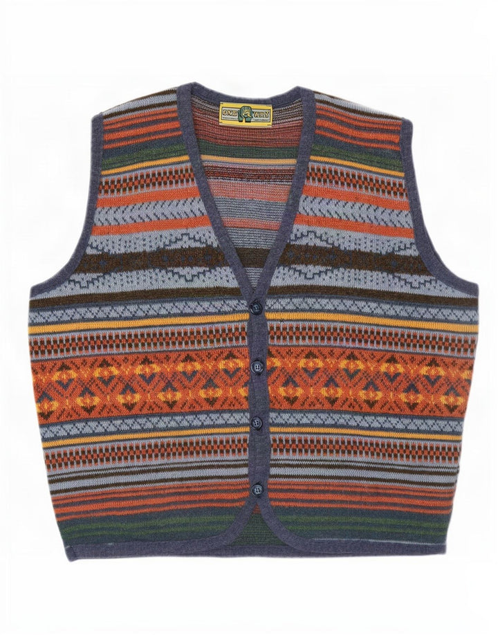 ONE WAY Herre ærmeløs cardigan sweater Stor flerfarvet geometrisk
