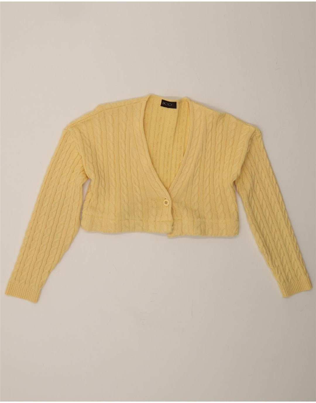 VINTAGE Womens Bolero Jumper UK 10 Small Yellow Vintage Vintage and Second-Hand Vintage from Messina Hembry 