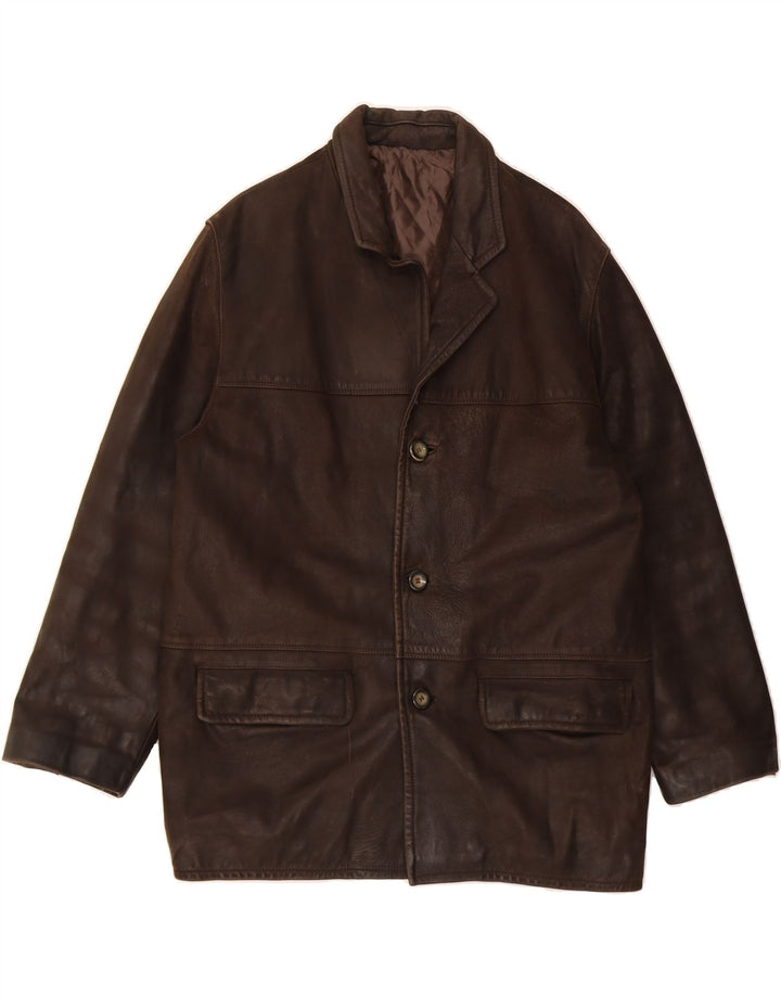 VINTAGE Mens Leather Jacket IT 50 Large Brown Leather Vintage Vintage and Second-Hand Vintage from Messina Hembry 