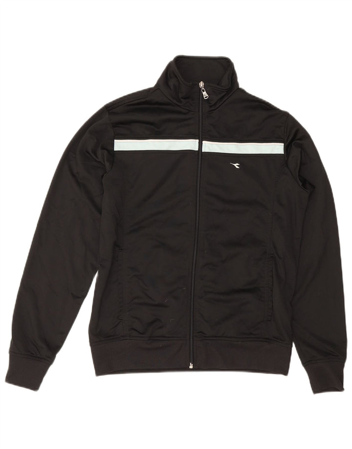 DIADORA Womens Tracksuit Top Jacket UK 14 Large Black Colourblock