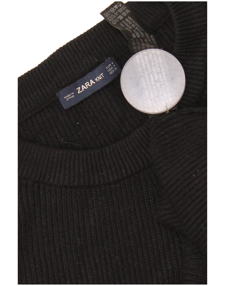 Zara Dame Oversized Crew Neck Jumper Sweater UK 14 Medium Black Viscose