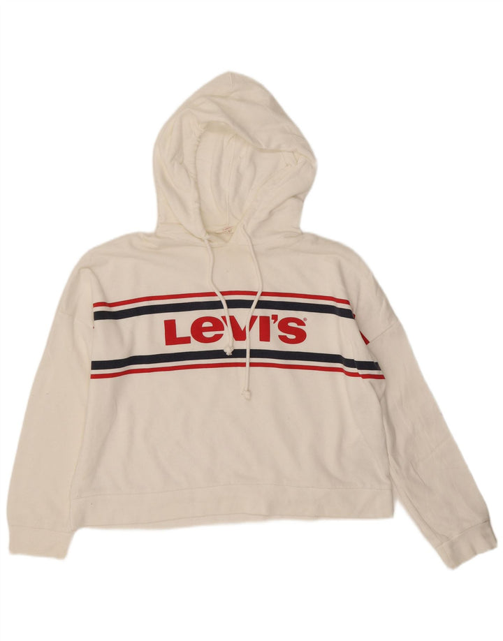Levi's Oversized grafisk hættetrøjetrøje til kvinder UK 10 Lille hvid stribet