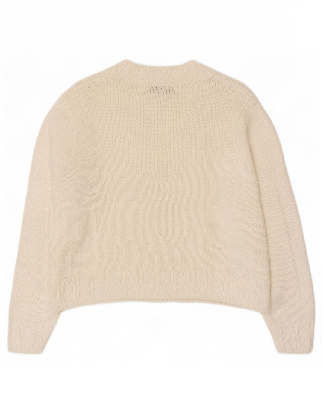 Benetton Dame Crop Cardigan Sweater IT 48 XL Hvid Bomuld