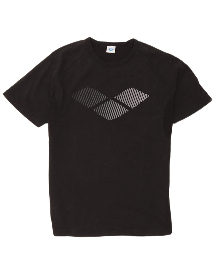 Arena Herre Grafisk T-Shirt Top Medium Sort Bomuld