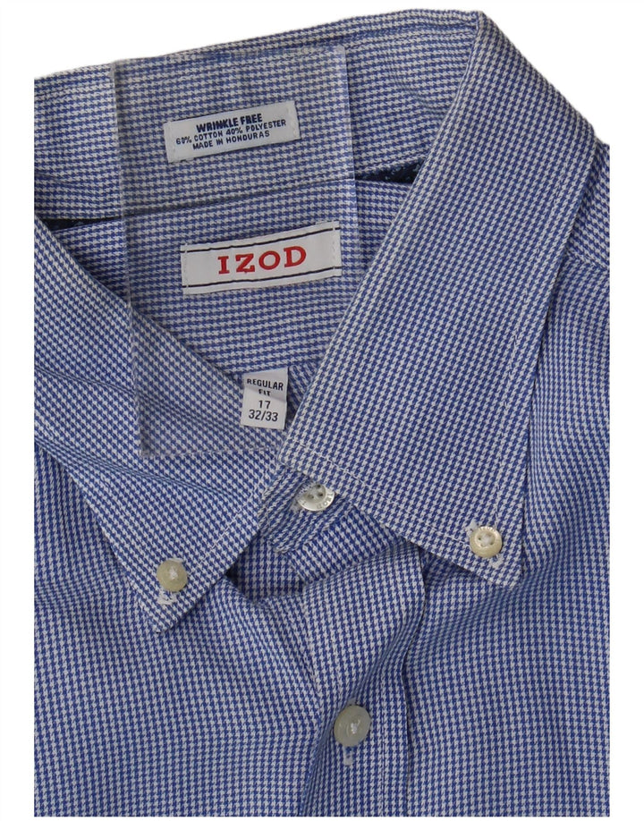 Izod Herre ternet skjorte med normal pasform størrelse 17 XL Blå Houndstooth Bomuld