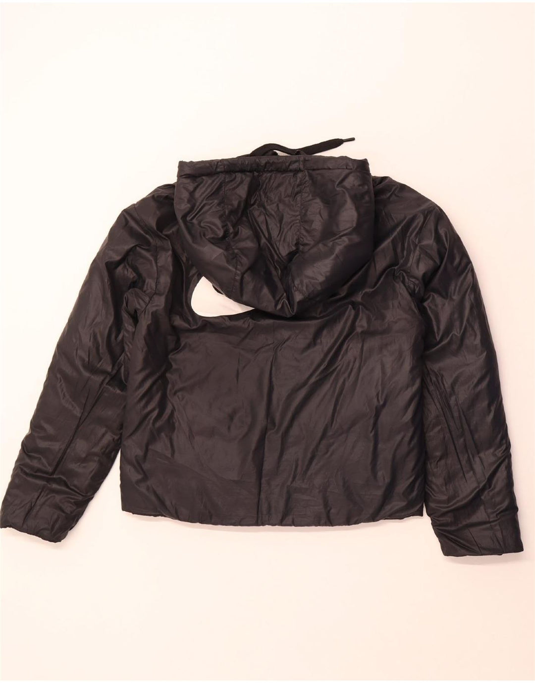 NIKE Vendbar polstret jakke med hætte til kvinder UK 10 Lille sort polyester