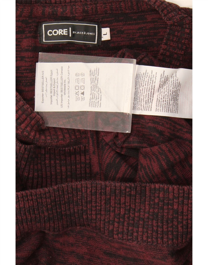 JACK & JONES Mens Core Crew Neck Jumper Sweater Large Burgundy Flecked