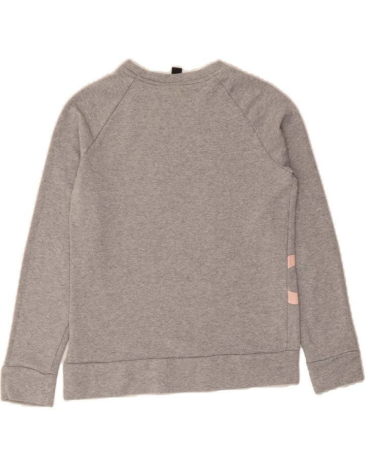 ADIDAS Womens Graphic Sweatshirt Jumper UK 12/14 Medium Grey Cotton Vintage Adidas and Second-Hand Adidas from Messina Hembry 