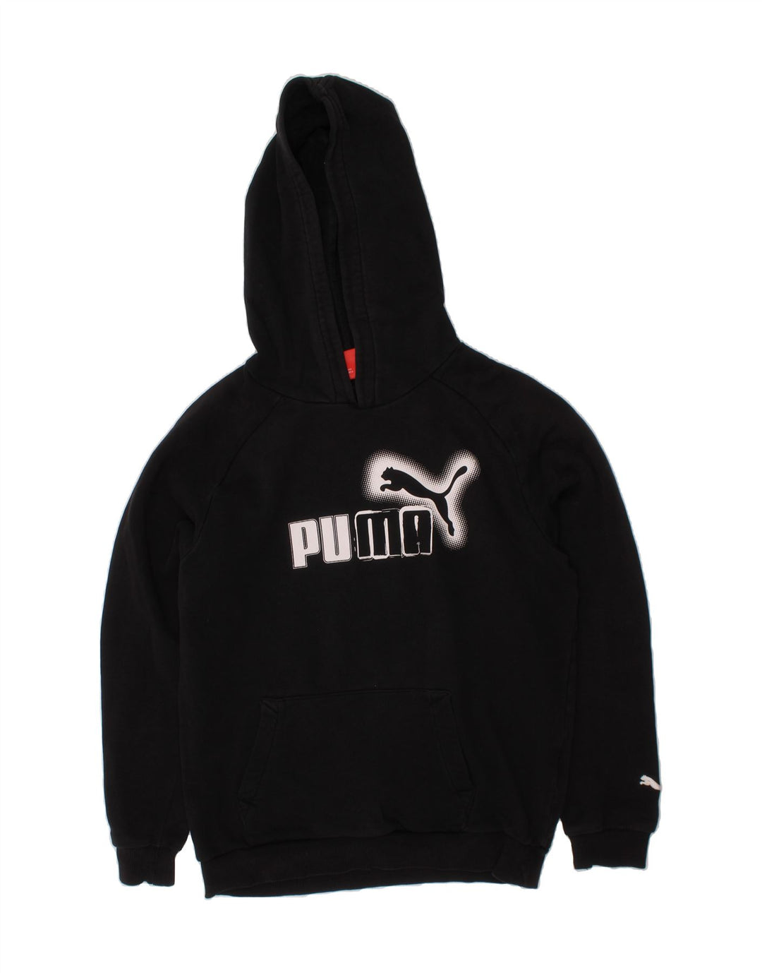 PUMA Boys Graphic Hoodie Jumper 11-12 Years Black Vintage Puma and Second-Hand Puma from Messina Hembry 