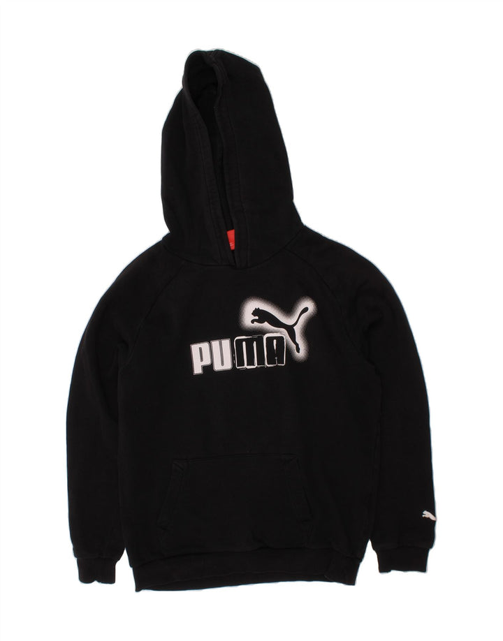 PUMA Boys Graphic Hoodie Jumper 11-12 Years Black Vintage Puma and Second-Hand Puma from Messina Hembry 