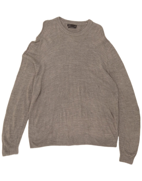 Marks & Spencer herre sweater med rund hals 2XL grå akryl