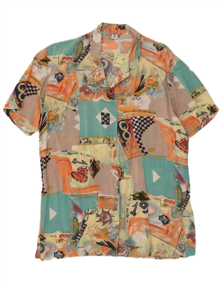 Vintage dameskjorte bluse EU 40 Medium flerfarvet patchwork