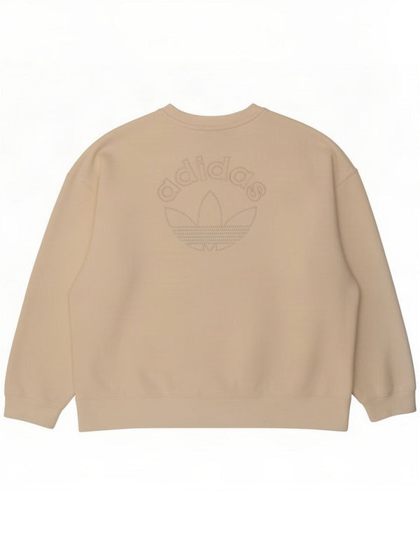 Adidas Kvinders Grafisk Oversized Sweatshirt Jumper UK 12 Medium Off White