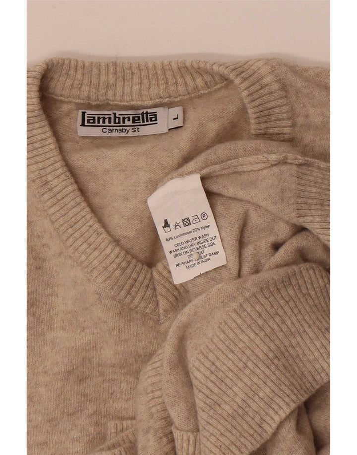 Lambretta Herre V-hals sweater Stor Beige Lammeuld