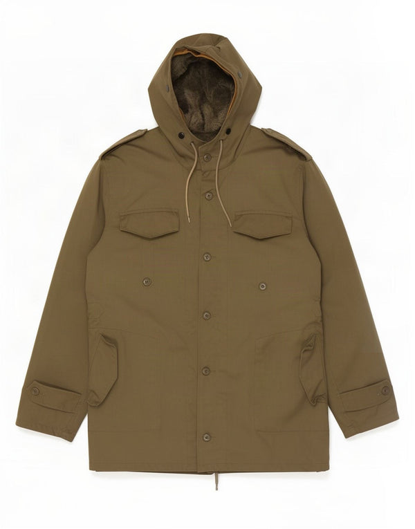 Vintage herre militær hætte sherpa parka jakke EU 50 Large Khaki