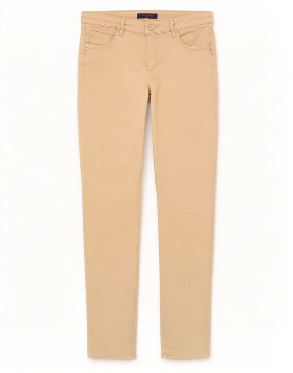 Trussardi Dame Slim Jeans W28 L30 Beige Bomuld