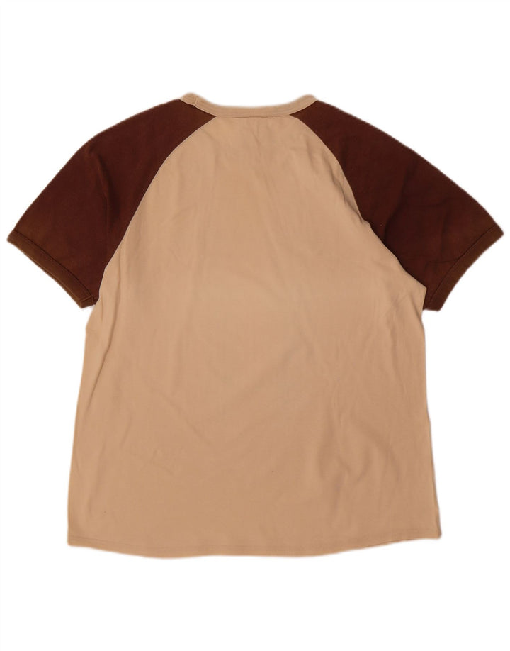 NIKE grafisk T-shirt top til mænd UK 39/41 Medium Beige Colourblock Bomuld