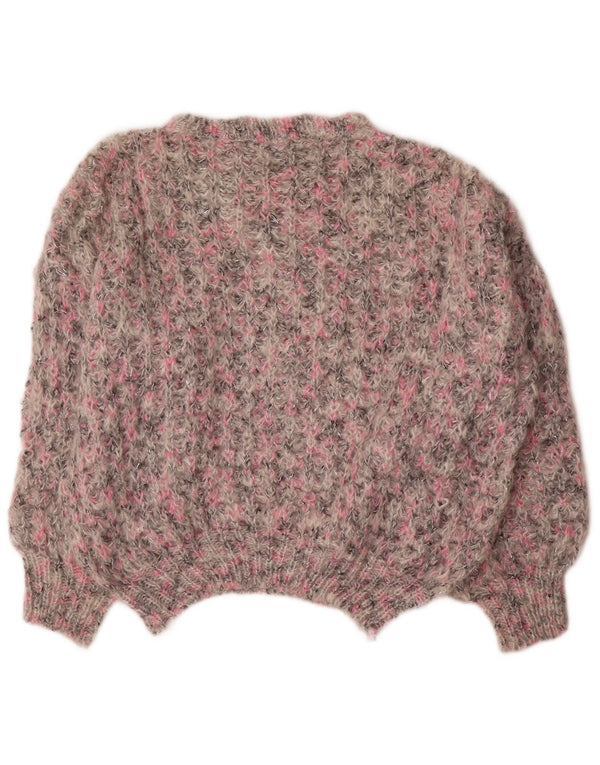 Vintage Dame Boat Neck Jumper Sweater UK 18 XL Grå Flecked