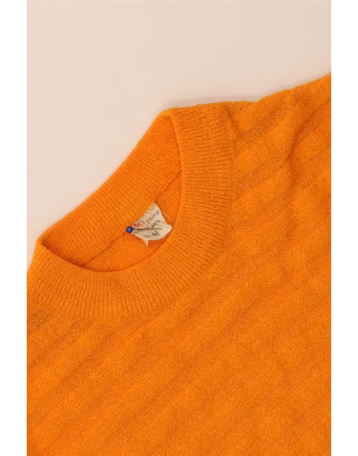 Vintage dame sweater med rund hals IT 46 stor orange stribet