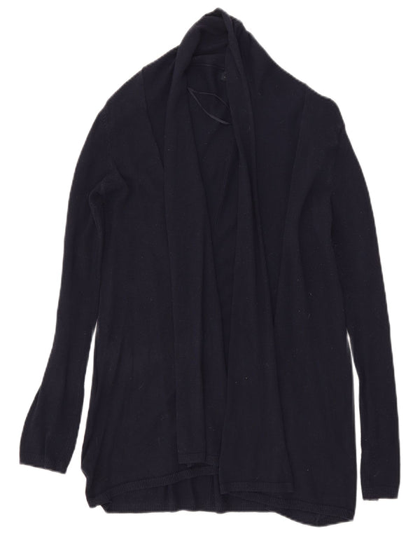 Zara Womens Longline Open Cardigan Sweater UK 10 Small Navy Blue Viscose