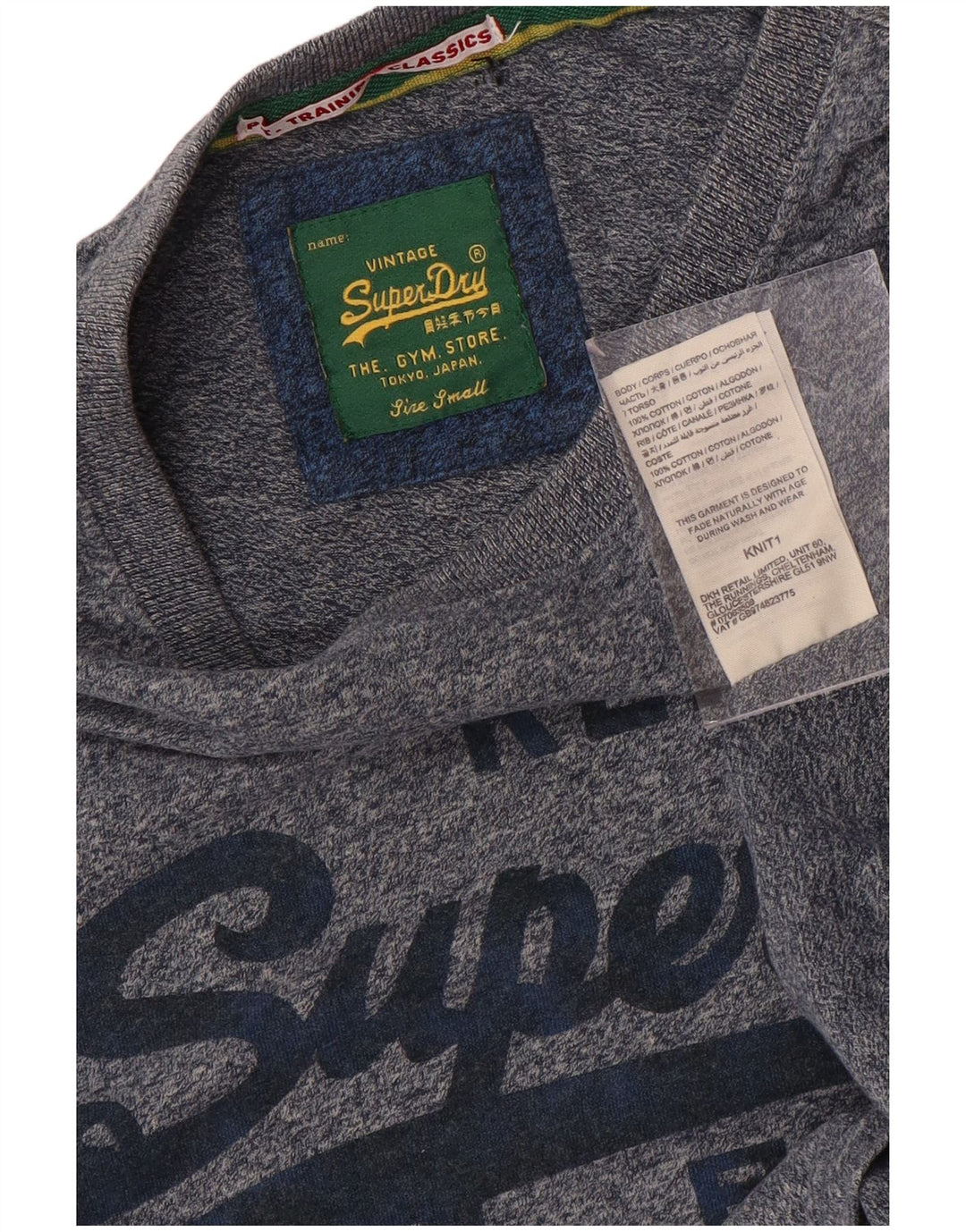 SUPERDRY Grafisk T-shirt-top til mænd, lille blå flækket bomuld