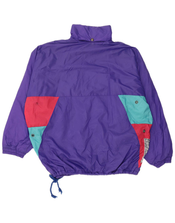 VINTAGE Herre Loose Fit Hættejakke anorak UK 36 Small Purple Colourblock