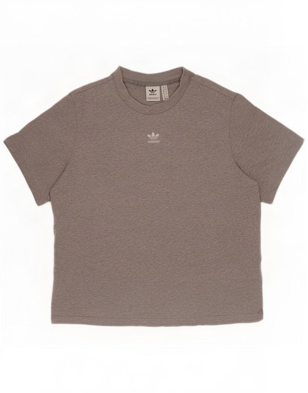 Adidas Dame T-Shirt Top UK 12 Medium Grey Flecked Bomuld