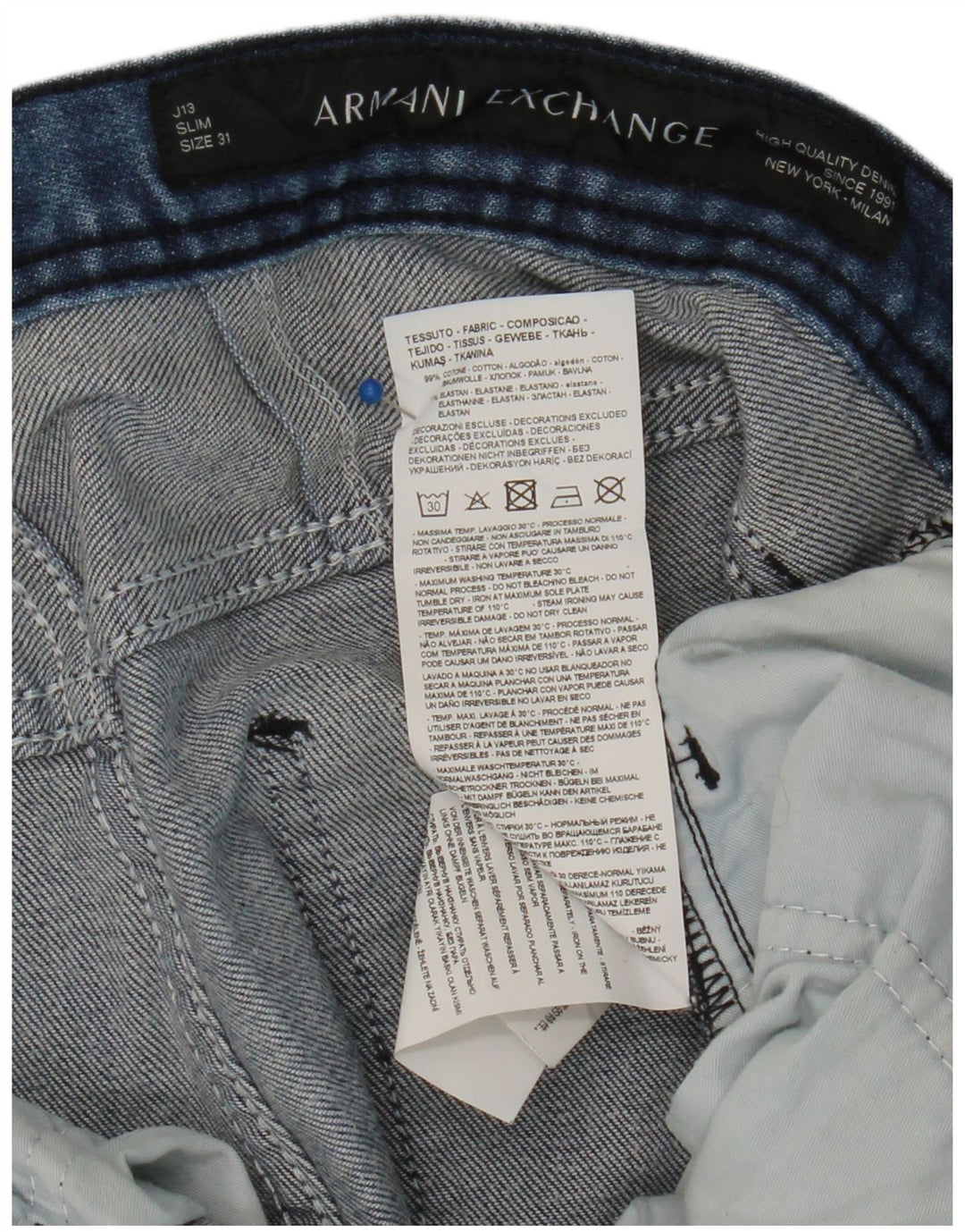 ARMANI EXCHANGE Herre Slim Jeans W31 L28 Blå Bomuld
