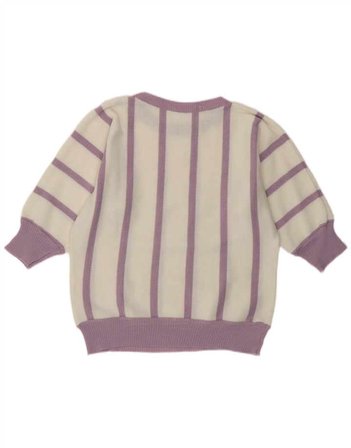 VINTAGE Womens Crew Neck Jumper Sweater IT 42 Medium White Striped