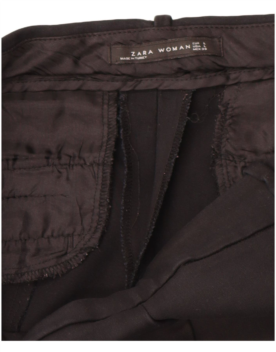 Zara Dame Slim Cropped Trousers Large W34 L24 Sort