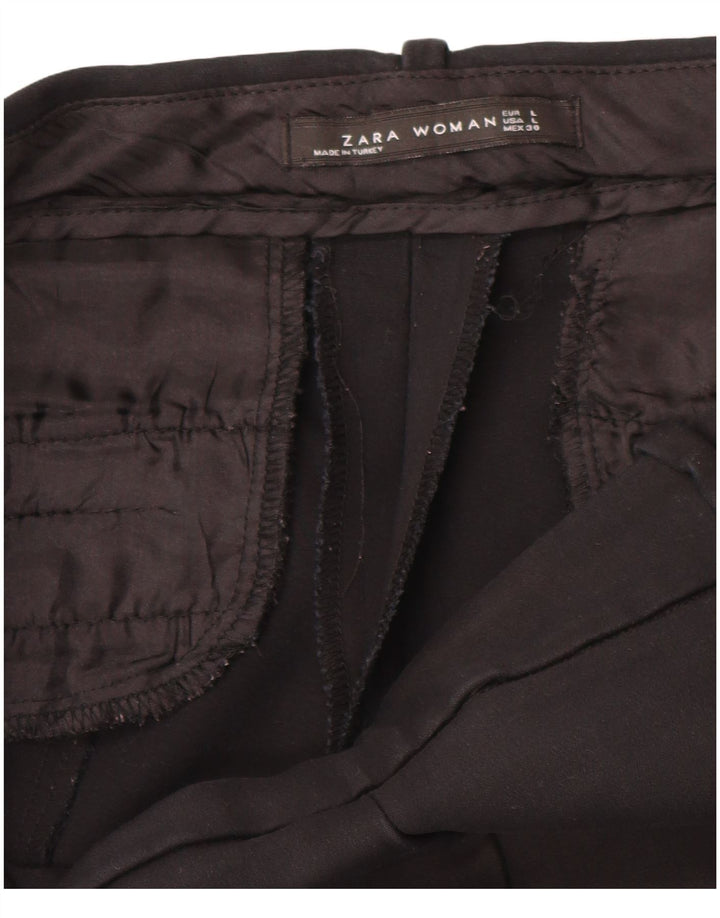 Zara Dame Slim Cropped Trousers Large W34 L24 Sort