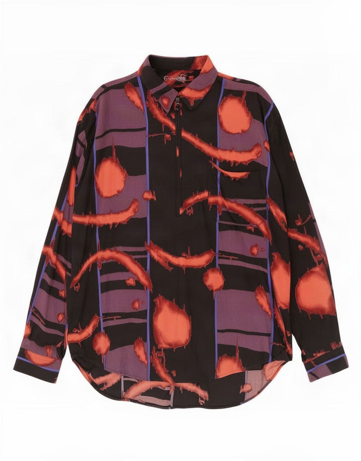Vintage herre abstrakt mønster pullover skjorte stor sort