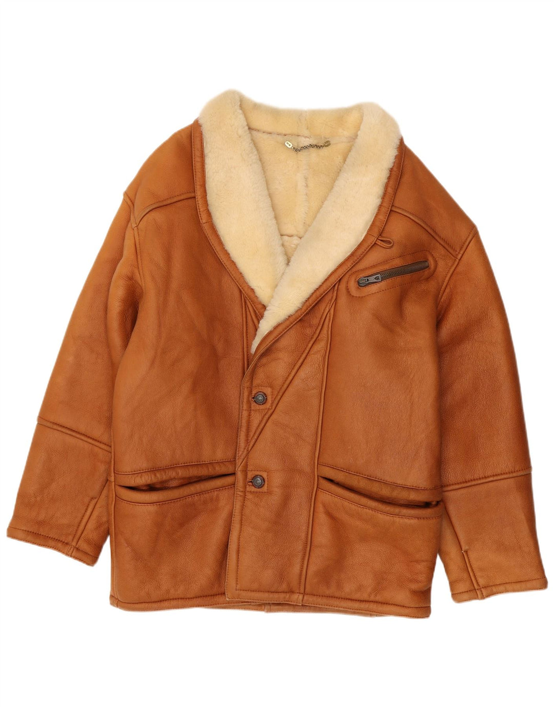 Vintage Herre Shearling Jacket IT 56 3XL Brun Shearling