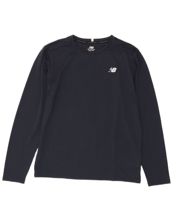 New Balance Herre Top Langærmet Medium Navy Blue Polyester